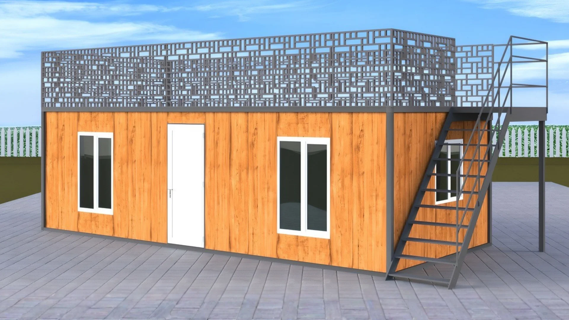 Düz Çatı Teraslı CNC Korkuluklu Konteyner