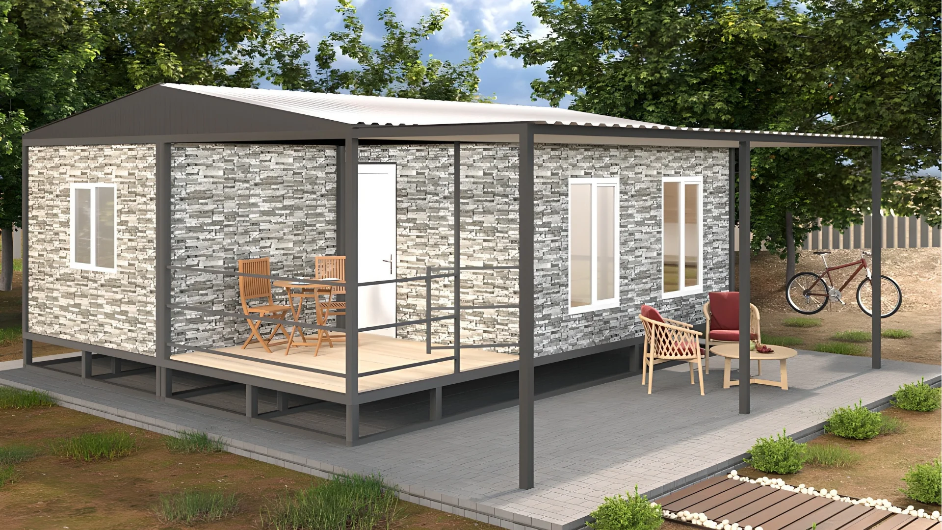 56 m2 Tam Birleşim Sundurmalı
