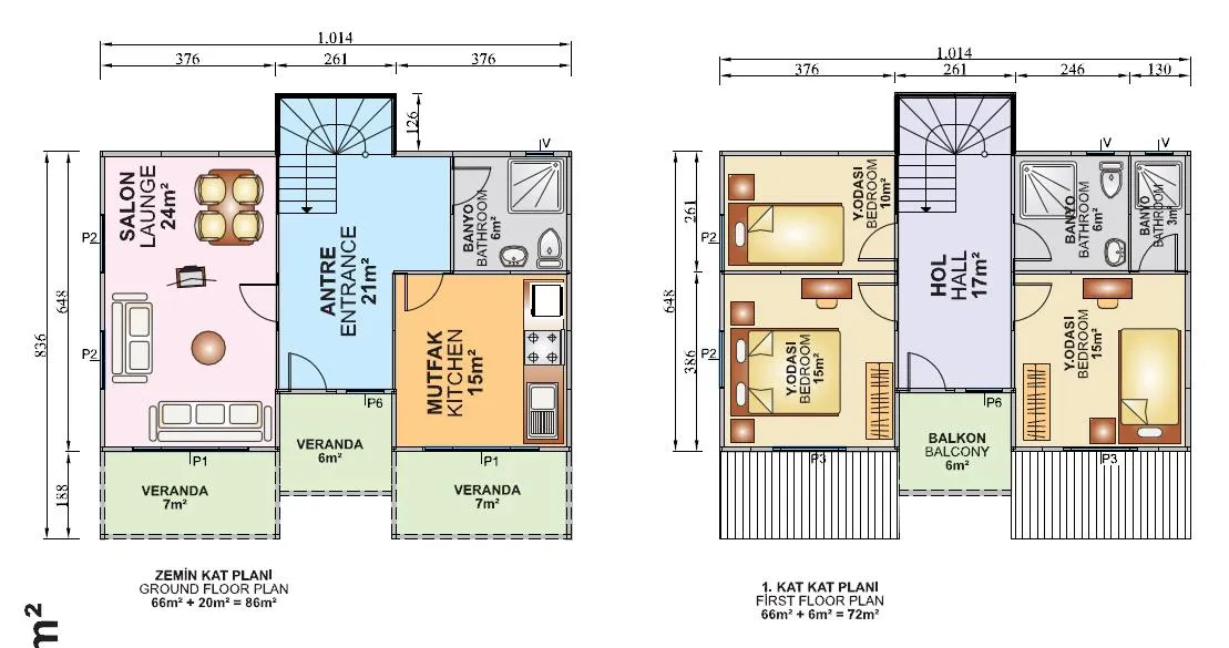 İki Katlı 158 m2 İç Plan