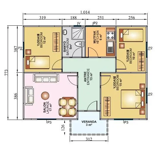 Tek Katlı 82 m2 İç Plan