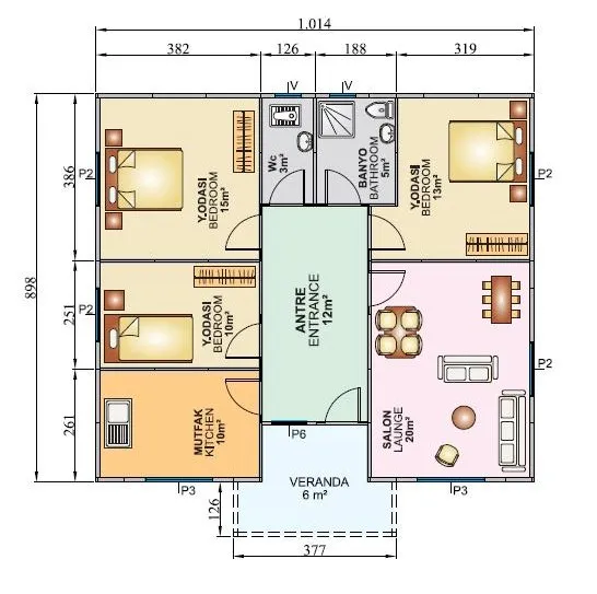 Tek Katlı 95 m2 İç Plan